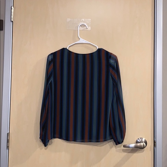 Madewell V-neck Long Sleeve Striped Blouse - Picture 2 of 5